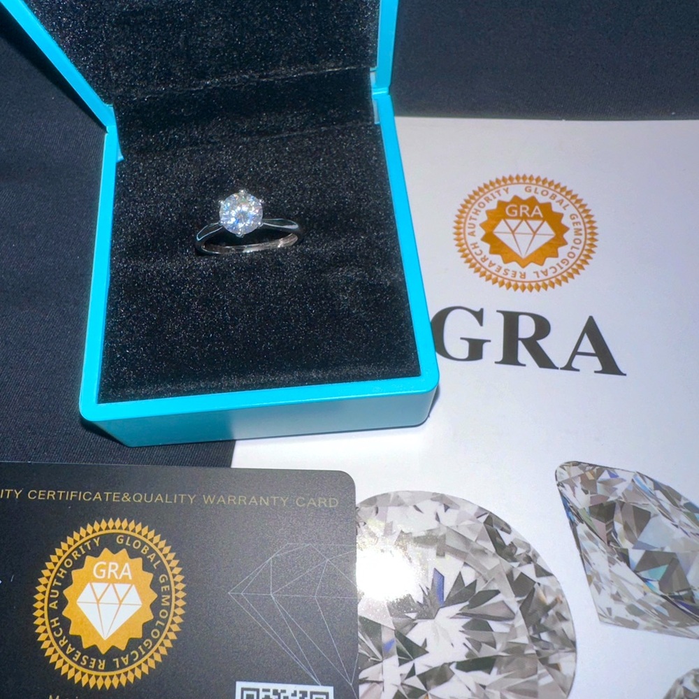 Moissanite Round 1 carat Adjustable Ring